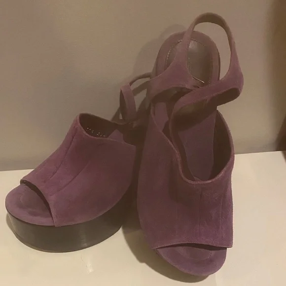 Dries Van Noten Purple Suede Platform Heels